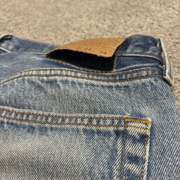 Vintage Levis 501 XX Jeans 34x34 Men Blue Button Fly Made in USA 90s Distressed - Picture 4 of 9
